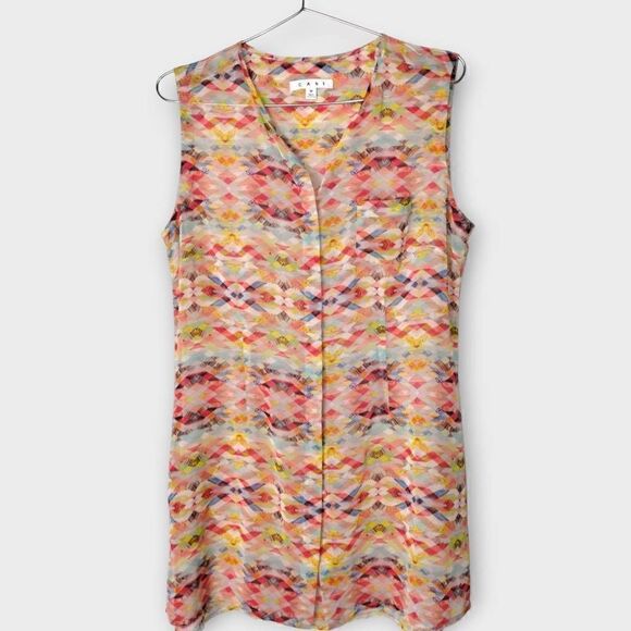 CAbi‎ Avery Tunic Sheer Geometric Aztec blouse - Picture 1 of 11
